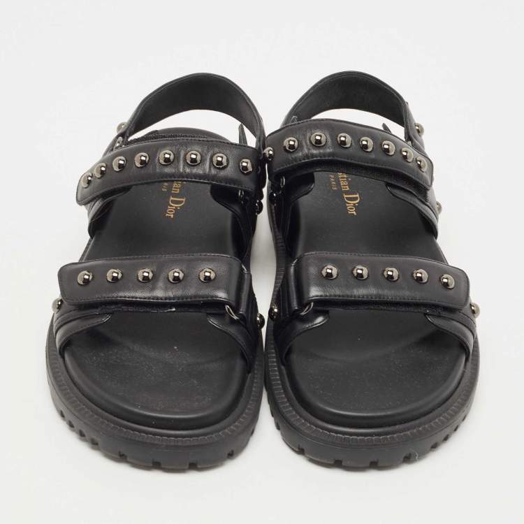 Pre Owned Dior Black Leather  DiorAct Sandals Size 38