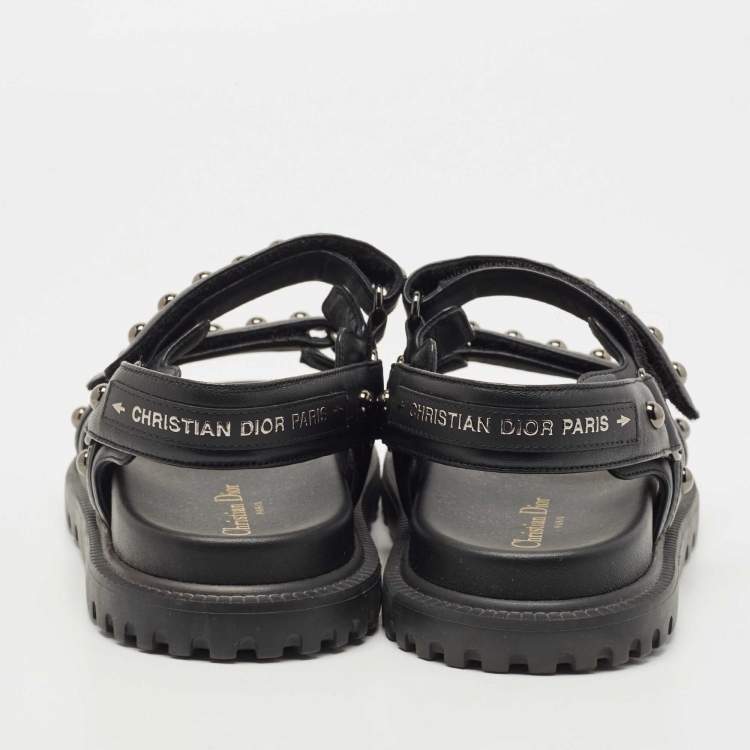 Pre Owned Dior Black Leather  DiorAct Sandals Size 38