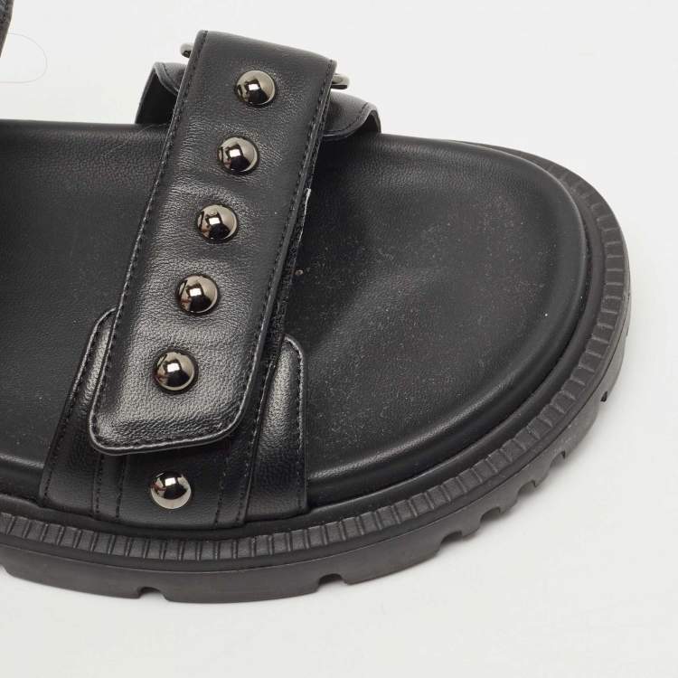 Pre Owned Dior Black Leather  DiorAct Sandals Size 38