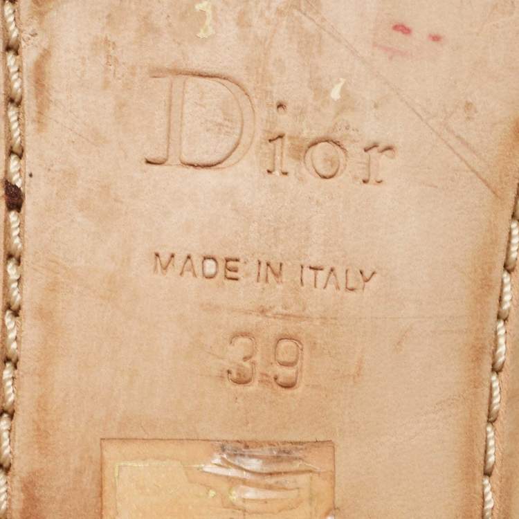 Pre Owned Dior Coral Red Leather Cannage Bow Thong Flats Size 39