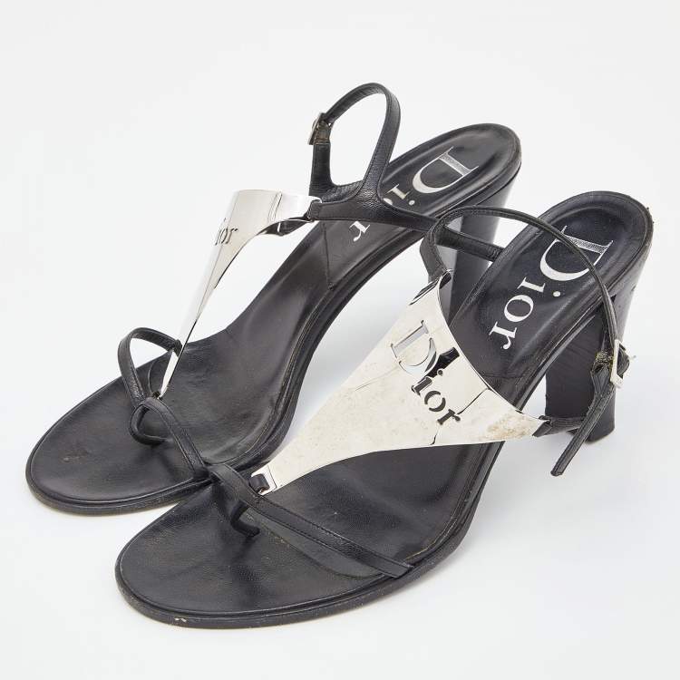 Dior Black & Beige Oblique 'Alpha' Sandals | INC STYLE