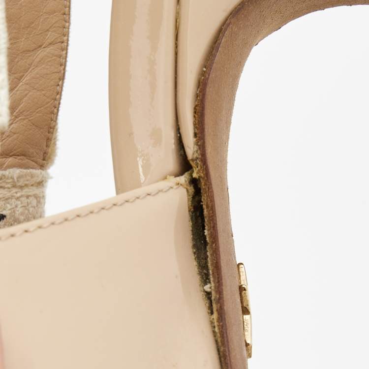 Pre Owned Dior Beige Patent Leather J'adior Slingback Pumps Size 40