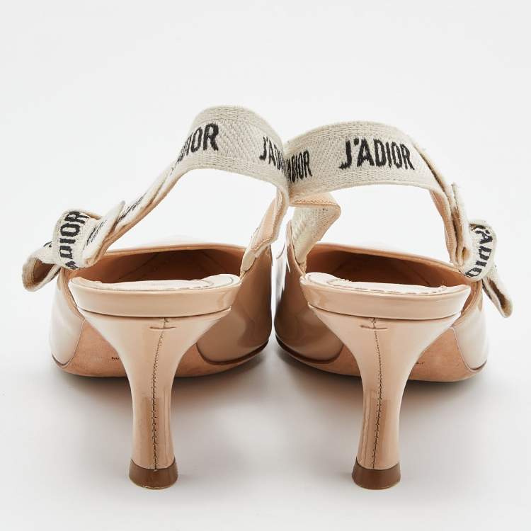 Pre Owned Dior Beige Patent Leather J'adior Slingback Pumps Size 36