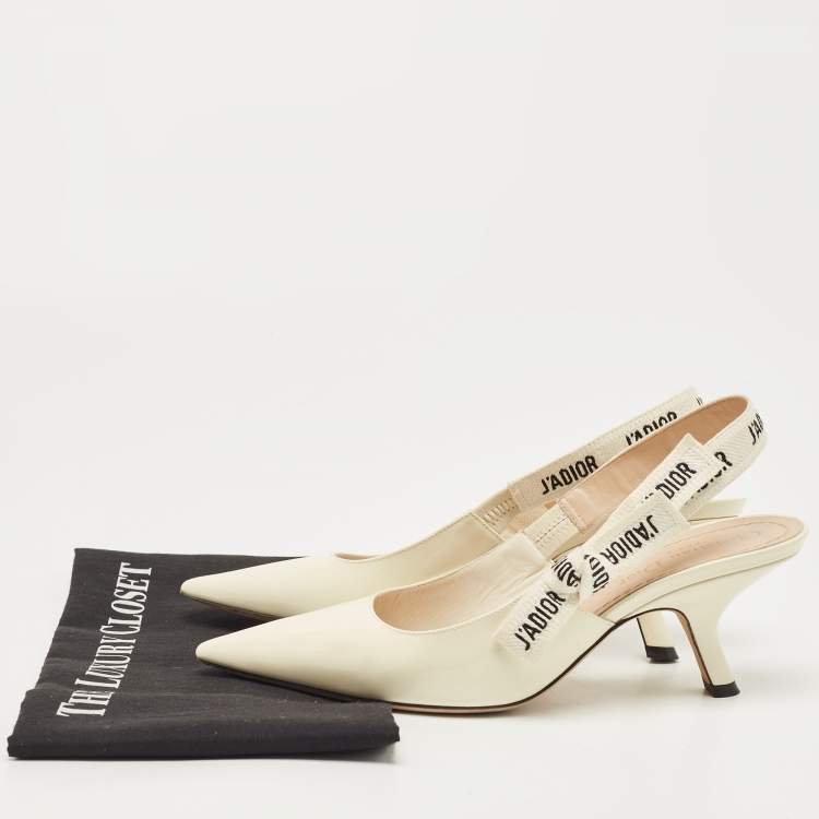 Pre Owned Dior Cream Patent Leather J'adior Slingback Pumps Size 38