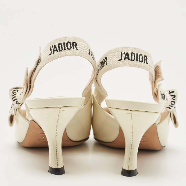 Pre Owned Dior Cream Patent Leather J'adior Slingback Pumps Size 38
