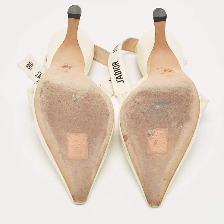 Pre Owned Dior Cream Patent Leather J'adior Slingback Pumps Size 38