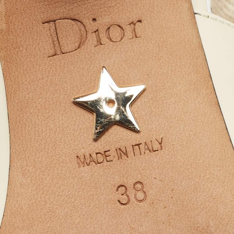 Pre Owned Dior Cream Patent Leather J'adior Slingback Pumps Size 38