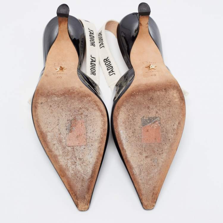 Pre Owned Dior Black Patent Leather J'adior Slingback Pumps Size 40