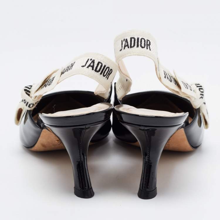Pre Owned Dior Black Patent Leather J'adior Slingback Pumps Size 40