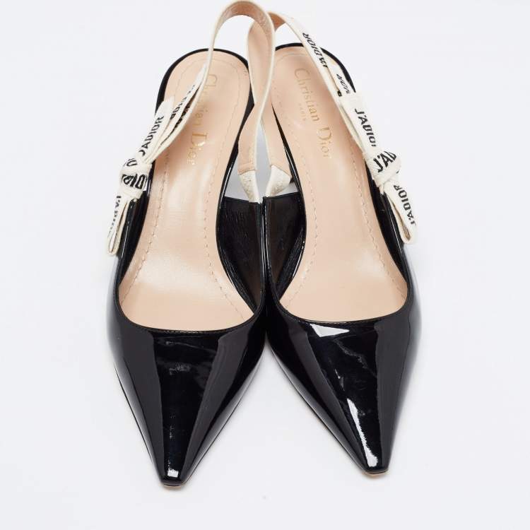 Pre Owned Dior Black Patent Leather J'adior Slingback Pumps Size 40