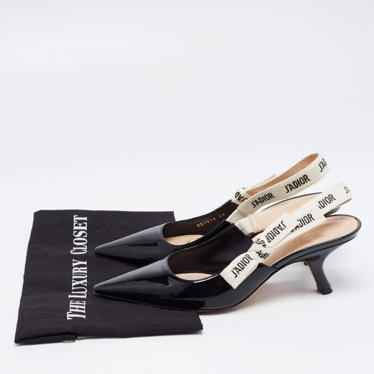 Pre Owned Dior Black Patent Leather J'adior Slingback Pumps Size 40