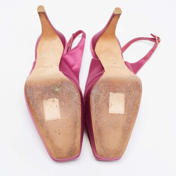Pre Owned Dior Purple Satin Crystal Embellished Slingback Pumps Size 36