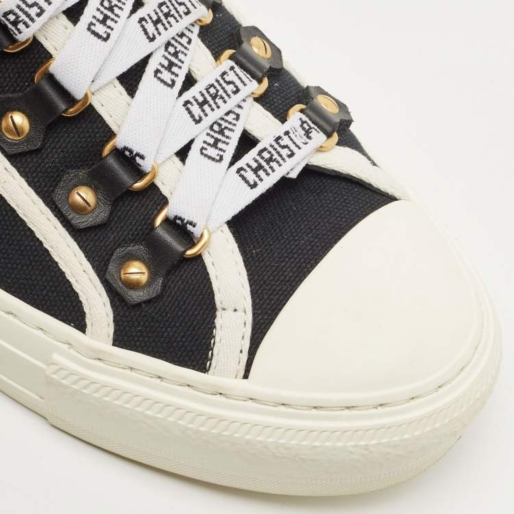 Pre Owned Dior Black/White Canvas Walk'n'Dior Low Top Sneakers Size 38