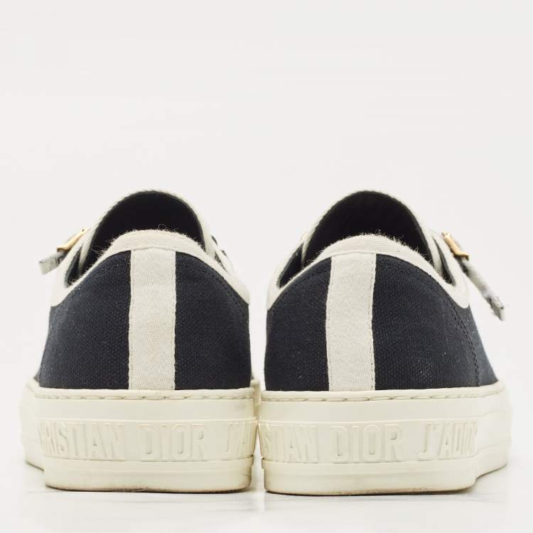 Pre Owned Dior Black/White Canvas Walk'n'Dior Low Top Sneakers Size 38