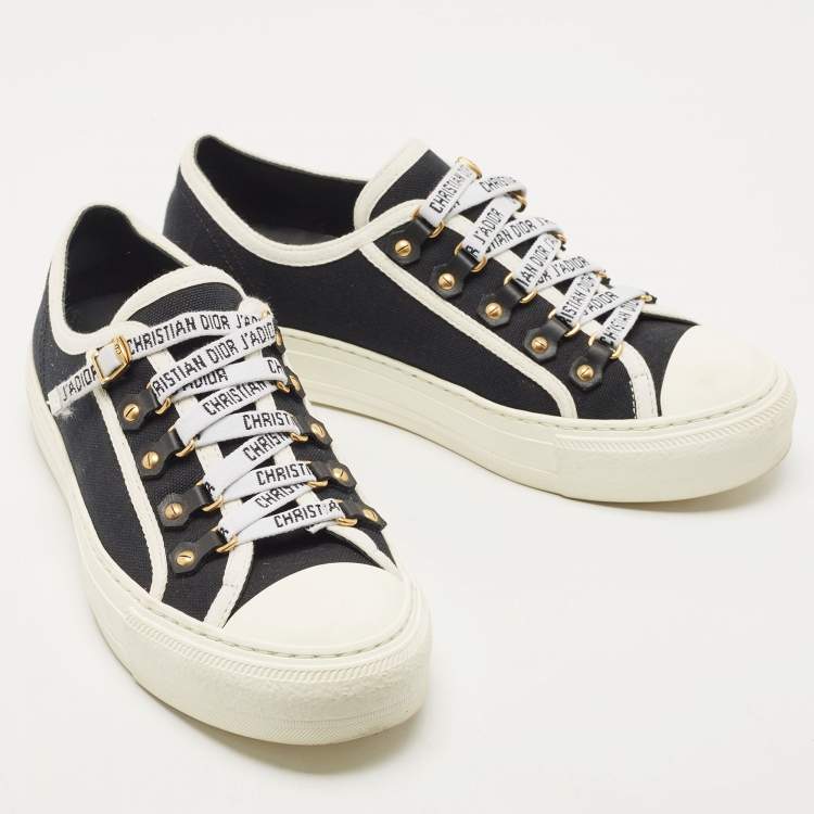 Pre Owned Dior Black/White Canvas Walk'n'Dior Low Top Sneakers Size 38