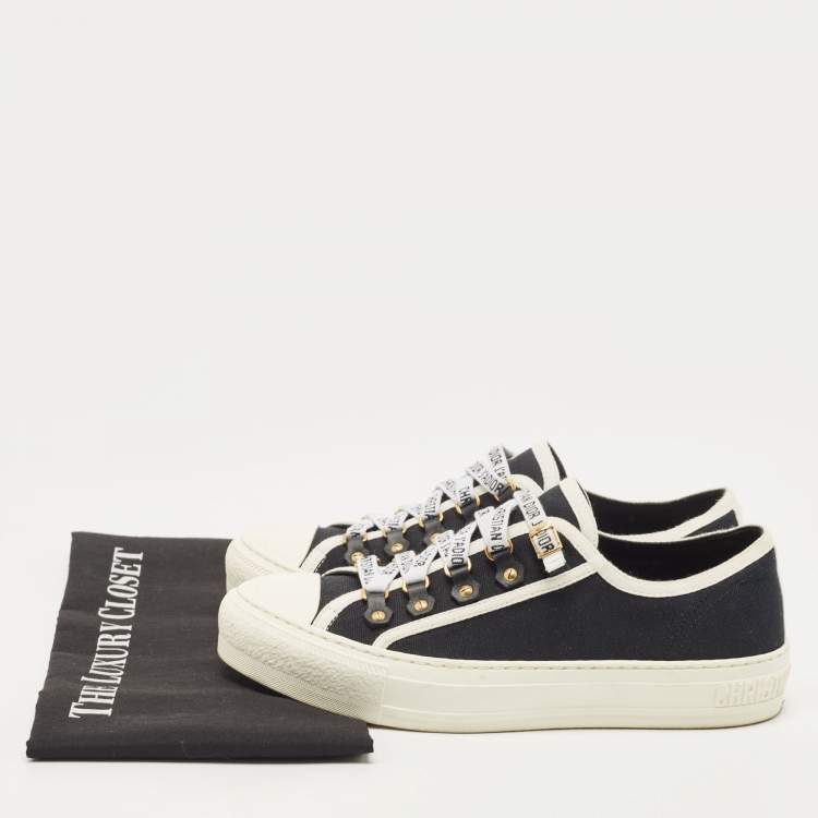 Pre Owned Dior Black/White Canvas Walk'n'Dior Low Top Sneakers Size 38