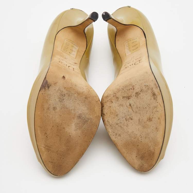 مملوكة مسبقًا Dior Olive Green Patent Leather Miss Dior Pumps Size 37