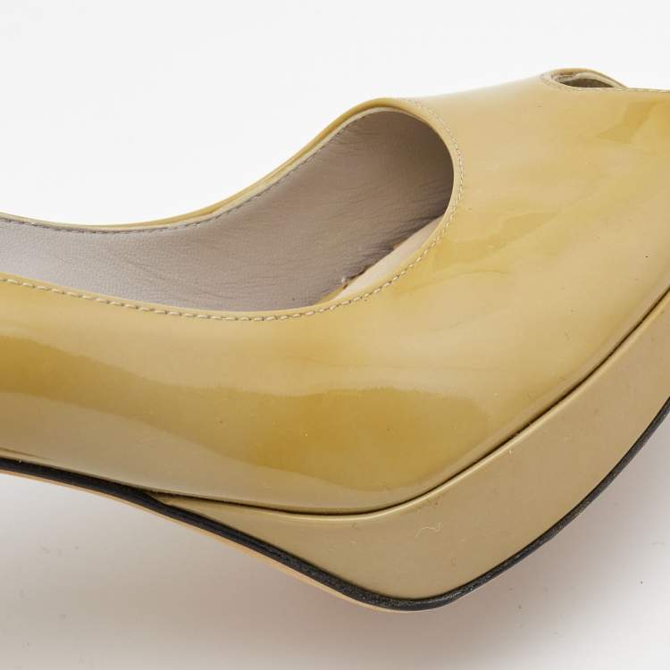 مملوكة مسبقًا Dior Olive Green Patent Leather Miss Dior Pumps Size 37