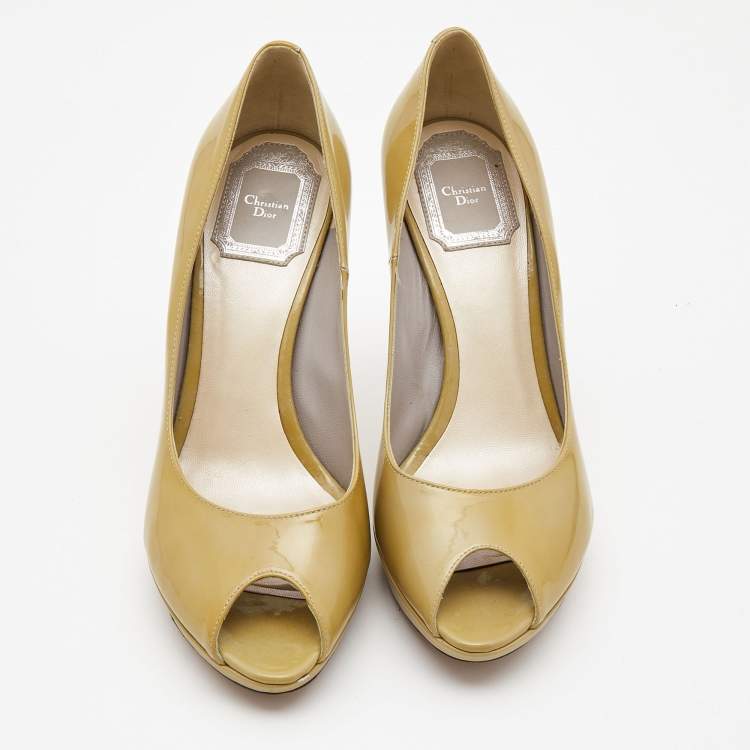 مملوكة مسبقًا Dior Olive Green Patent Leather Miss Dior Pumps Size 37