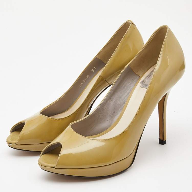 مملوكة مسبقًا Dior Olive Green Patent Leather Miss Dior Pumps Size 37