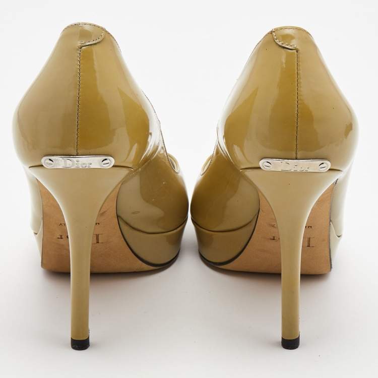 مملوكة مسبقًا Dior Olive Green Patent Leather Miss Dior Pumps Size 37