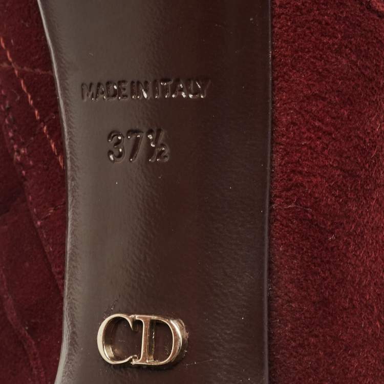 Pre Owned Dior Brown Suede Buckle Detail Ankle Booties Size 37.5