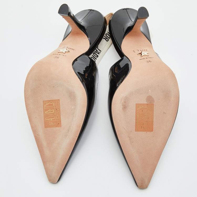 Pre Owned Dior Black Patent Leather J'adior Slingback Pumps Size 36