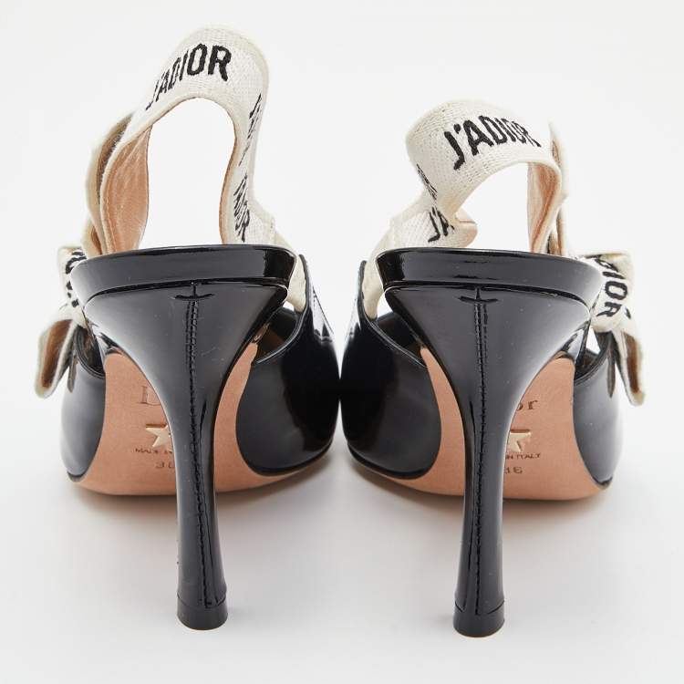 Pre Owned Dior Black Patent Leather J'adior Slingback Pumps Size 36