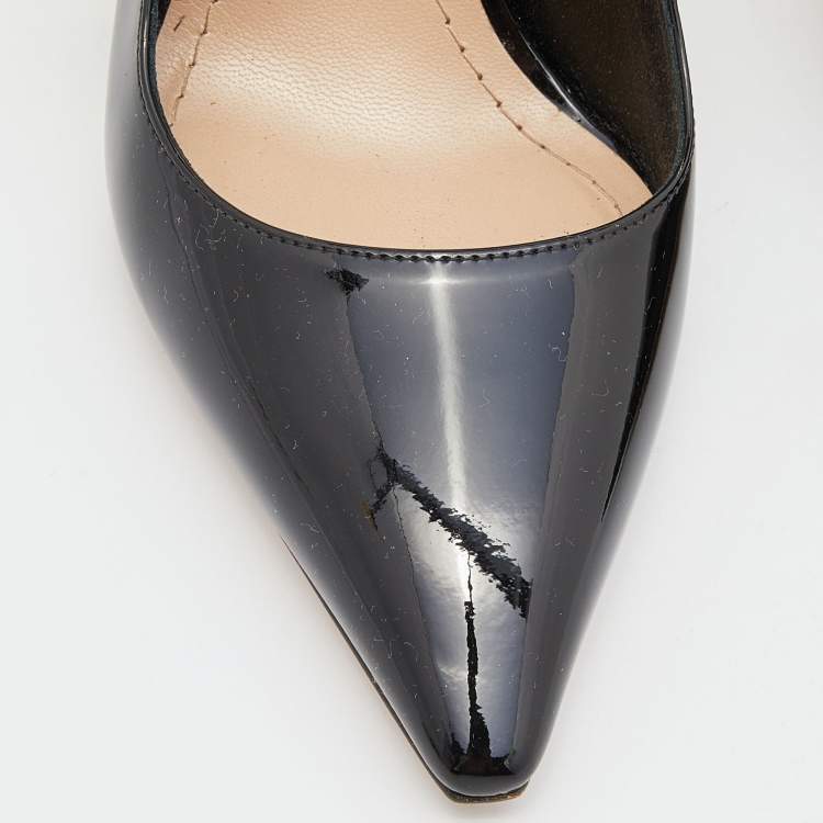 Pre Owned Dior Black Patent Leather J'adior Slingback Pumps Size 36