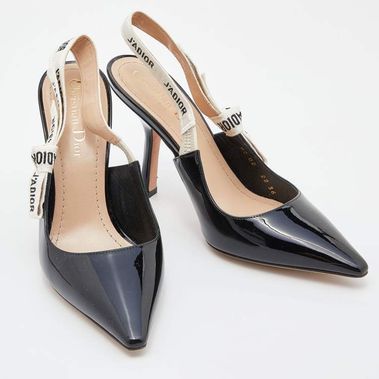Pre Owned Dior Black Patent Leather J'adior Slingback Pumps Size 36