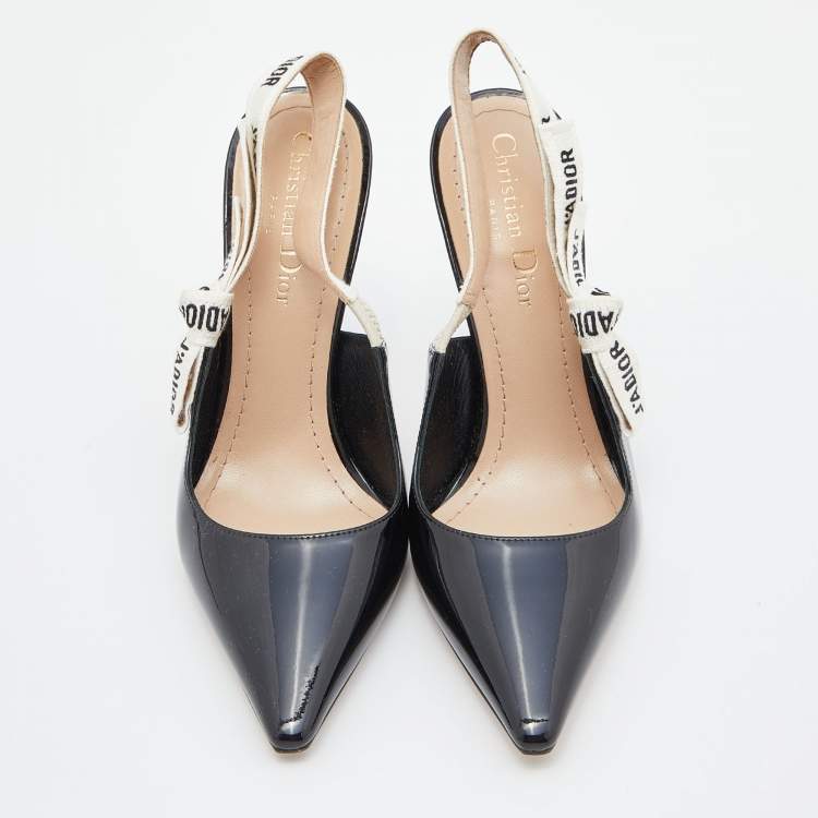 Pre Owned Dior Black Patent Leather J'adior Slingback Pumps Size 36