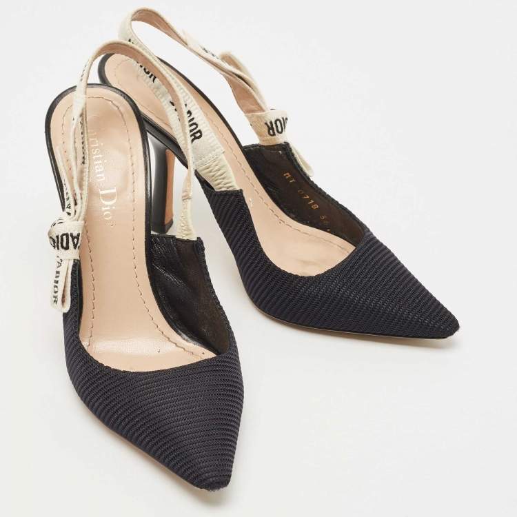 Pre Owned Dior Black Technical Fabric J'adior Slingback Pumps Size 36.5