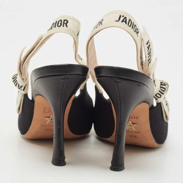 Pre Owned Dior Black Technical Fabric J'adior Slingback Pumps Size 36.5