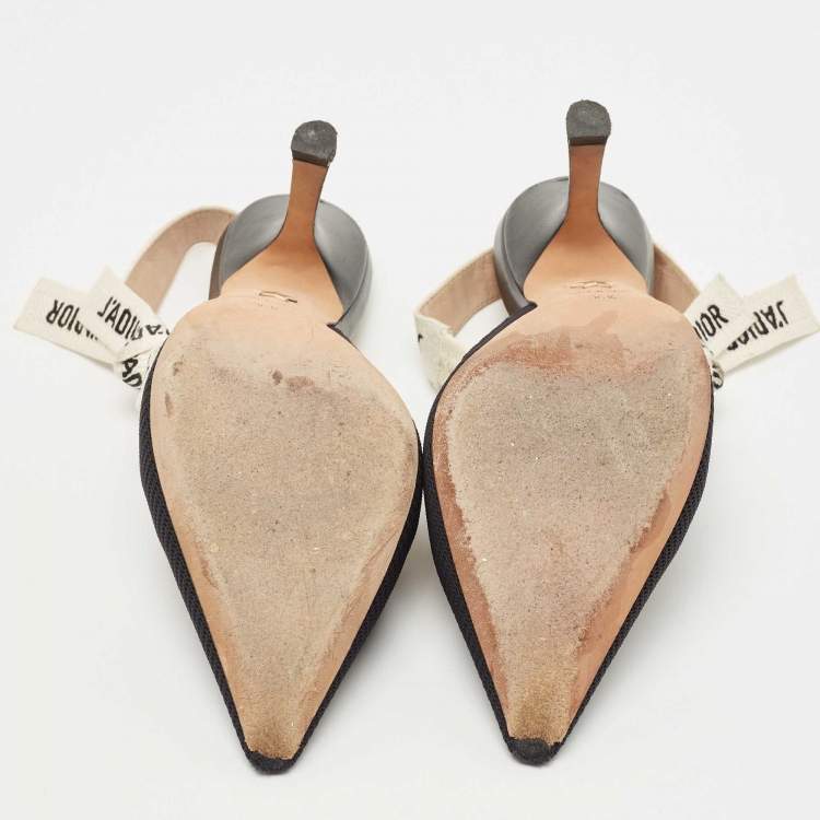 Pre Owned Dior Black Technical Fabric J'adior Slingback Pumps Size 36.5
