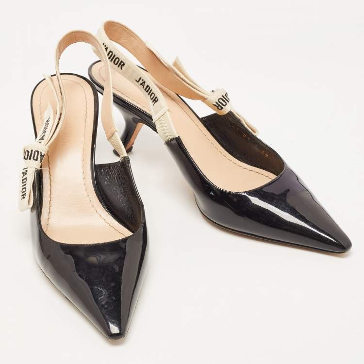 Pre Owned Dior Black Patent J'adior Slingback Pumps Size 39