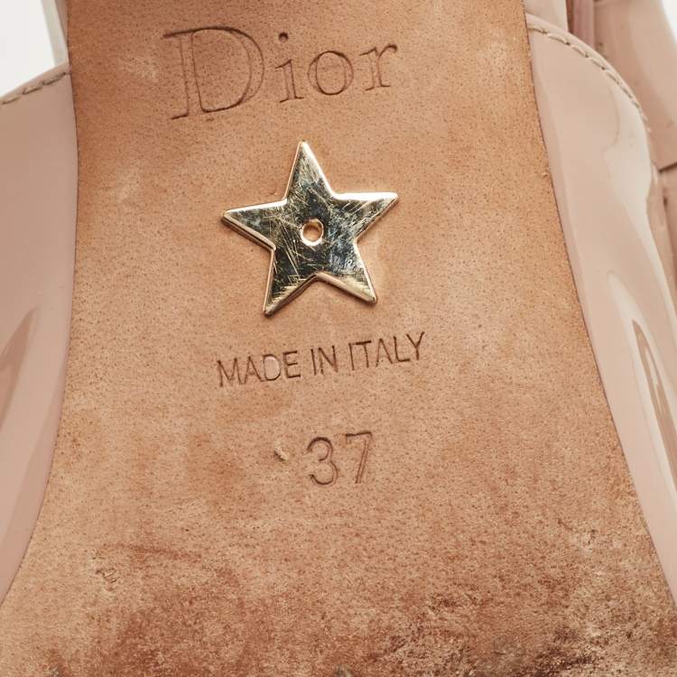 Pre Owned Dior Dusty Pink Patent Leather Sweet-D Slingback Pumps Size 37