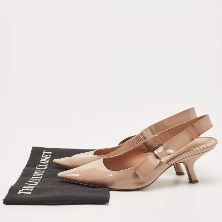 Pre Owned Dior Dusty Pink Patent Leather Sweet-D Slingback Pumps Size 37