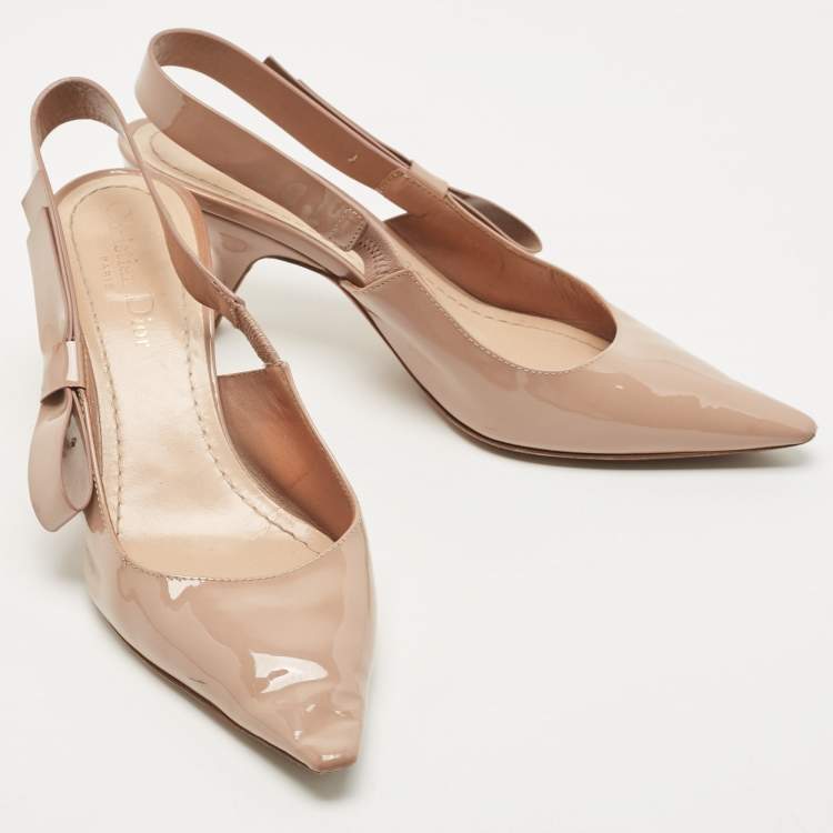 Pre Owned Dior Dusty Pink Patent Leather Sweet-D Slingback Pumps Size 37