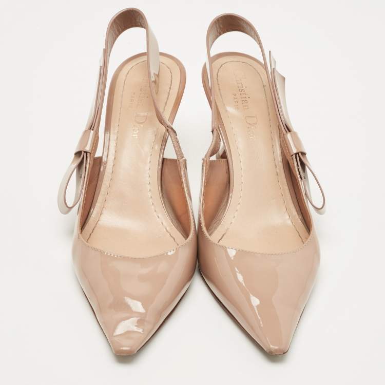 Pre Owned Dior Dusty Pink Patent Leather Sweet-D Slingback Pumps Size 37