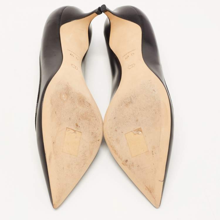 Pre Owned Dior Black Leather Pointed Toe Pumps Size 40