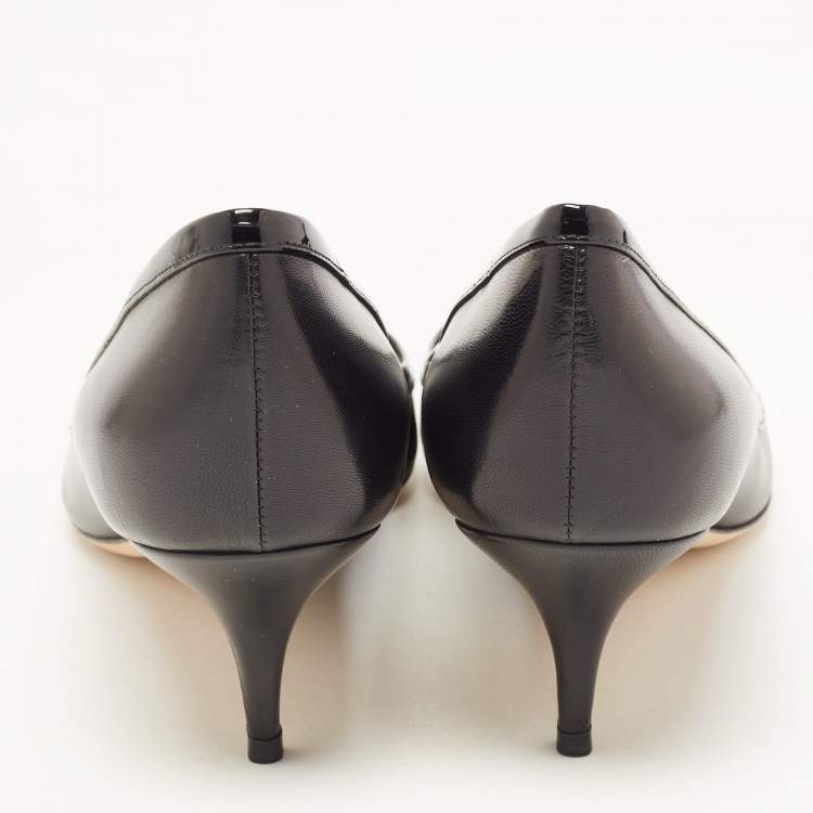 Pre Owned Dior Black Leather Pointed Toe Pumps Size 40