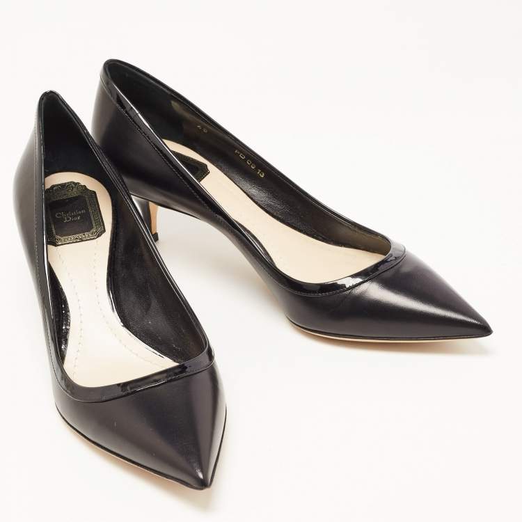 Pre Owned Dior Black Leather Pointed Toe Pumps Size 40