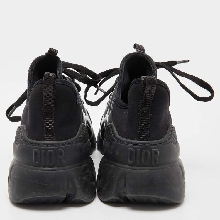 Pre Owned Dior Black Neoprene and Leather D-Connect Sneakers Size 38.5