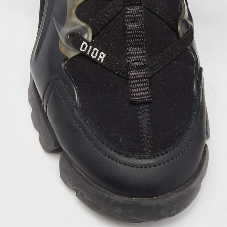 Pre Owned Dior Black Neoprene and Leather D-Connect Sneakers Size 38.5