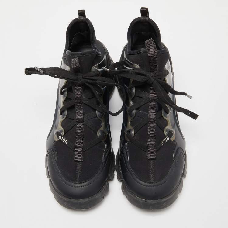 Pre Owned Dior Black Neoprene and Leather D-Connect Sneakers Size 38.5
