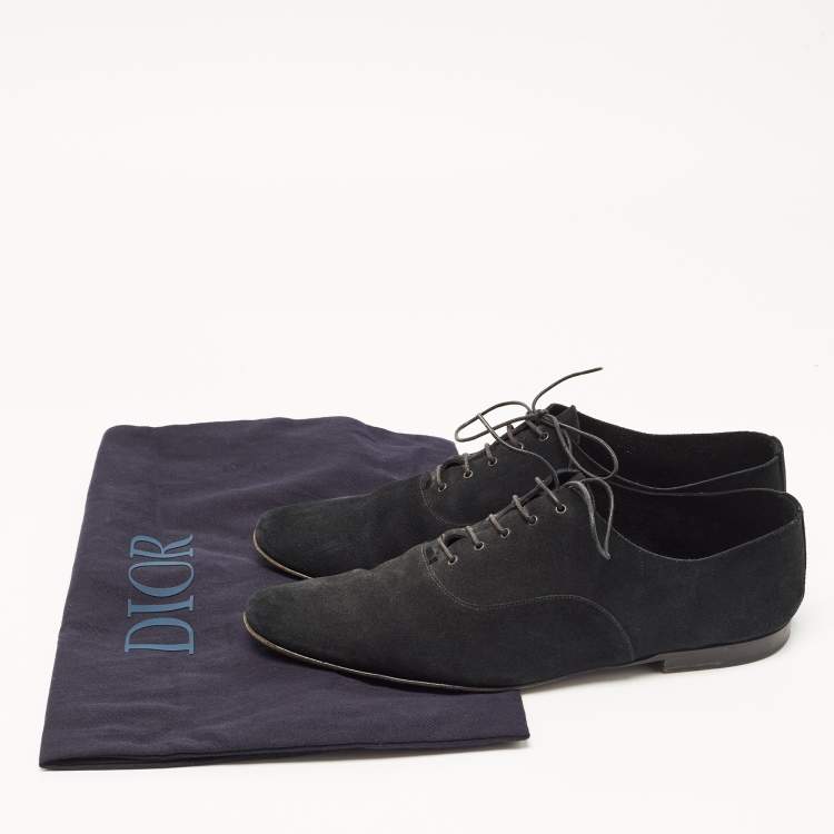 Pre Owned Dior Black Suede Lace Up Oxfords Size 41