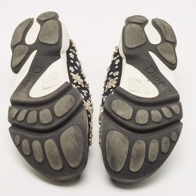 Pre Owned Dior Black Mesh Fusion Embellished Low Top Sneakers Size 39