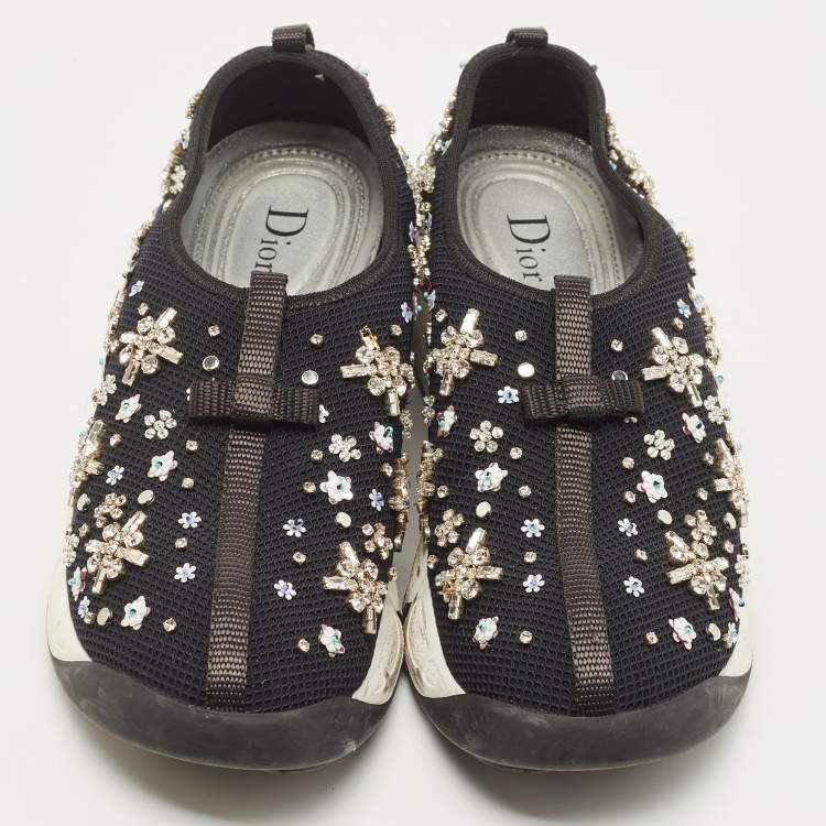 Pre Owned Dior Black Mesh Fusion Embellished Low Top Sneakers Size 39