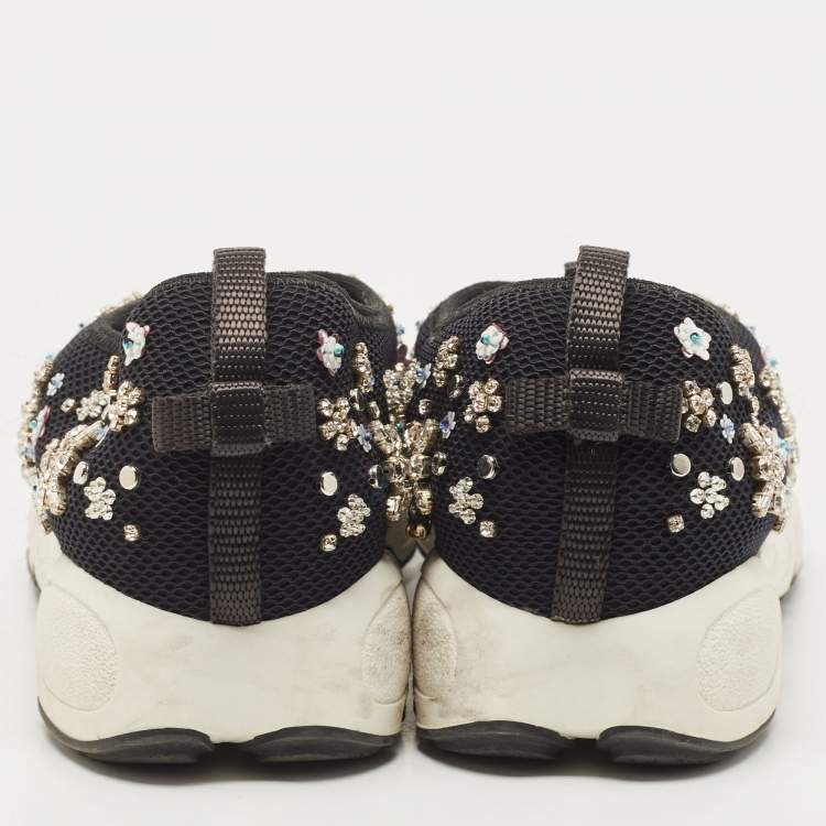 Pre Owned Dior Black Mesh Fusion Embellished Low Top Sneakers Size 39