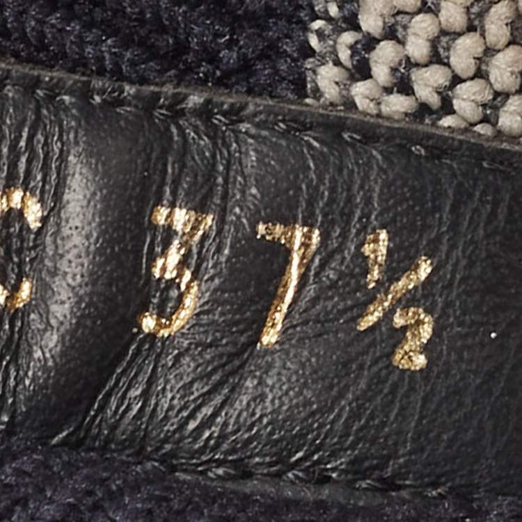 Pre Owned Dior Navy Blue Knit Fabric and Leather Walk'n'Dior High Top Sneakers Size 37.5